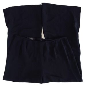 Escada | Wide Leg Slit Crop Pants Womens Size 44 Navy Blue Silk Loose Fit